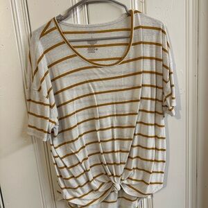 Striped Knot-Front Women’s Top